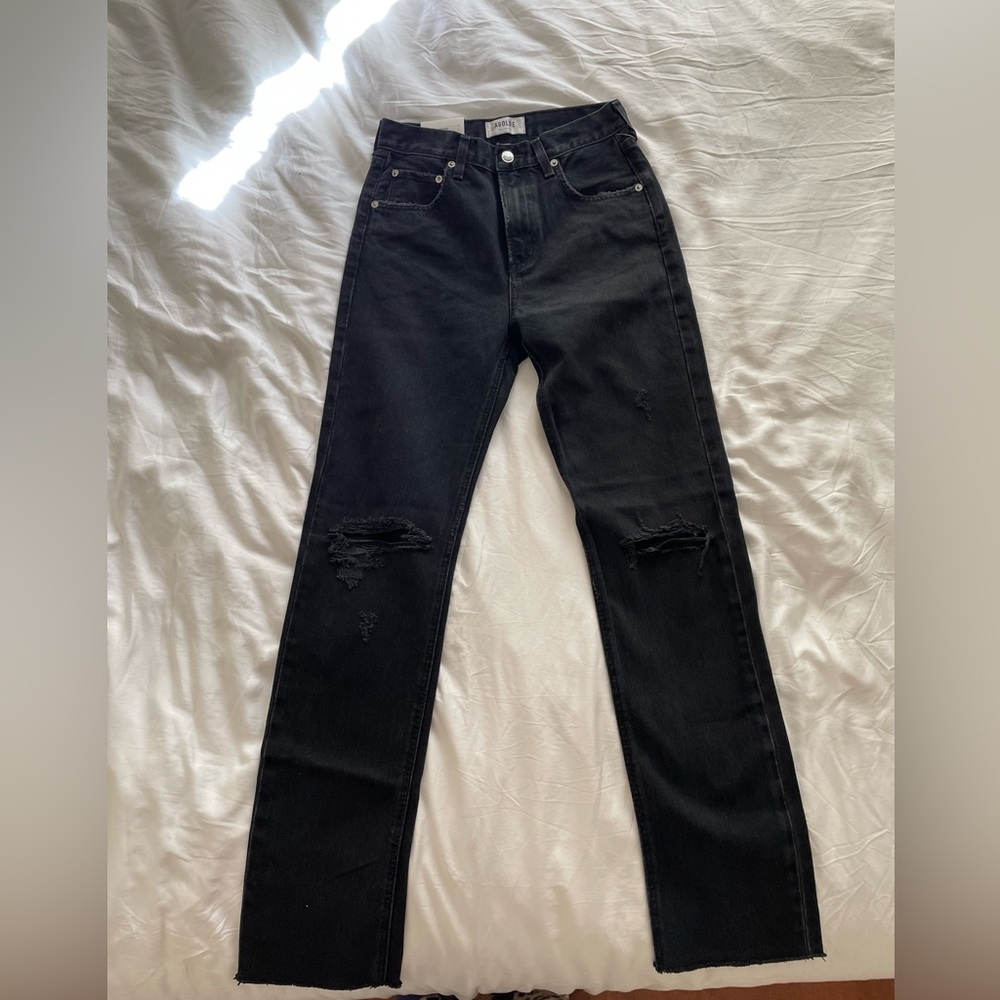 AGOLDE black denim jeans Cherie high rise straight